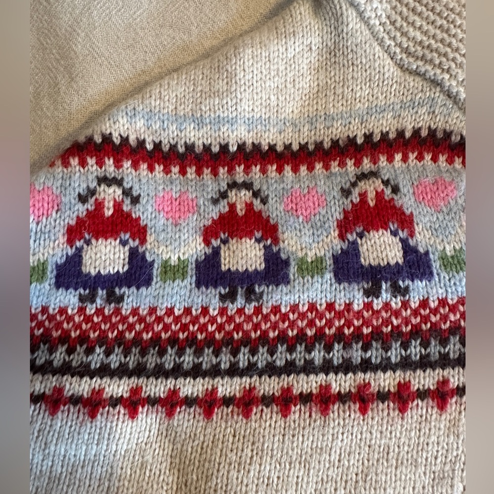 Monsoon London Dutch girl Fairisle toddler knit poncho sweater jumper - Picture 2 of 7